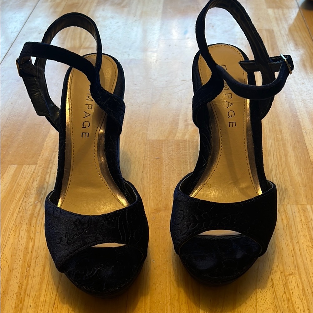 Rampage| Navy Blue| Wedge Heels with Ankle Strap